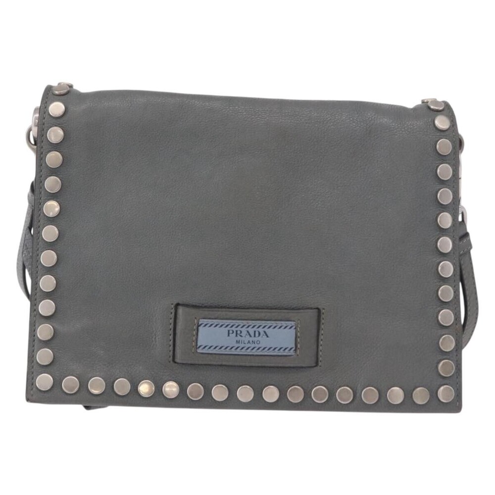 Prada Etiquette Flap Studded Glace Calfskin Small